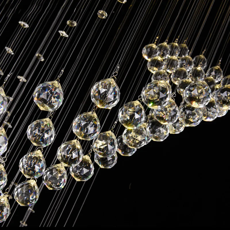 Raindrop Spiral Long Staircase Pendant Light Luxury Crystal Chandelier Decoration Drop Light