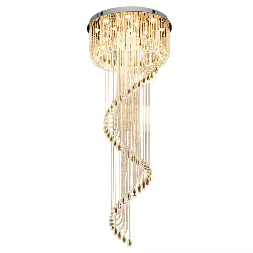 Hanging Lighting Waterdrop Hotel Chandelier Luxury Multi - Layered Drooping Crystal Strung Graceful Grand Pendant
