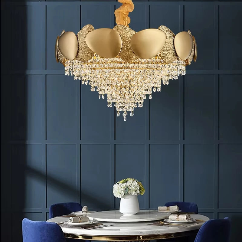 Contemporary K9 Crystal Chandelier Luxury Creative Waterdrop Designer Lamp Living Room Bedroom Pendant Light