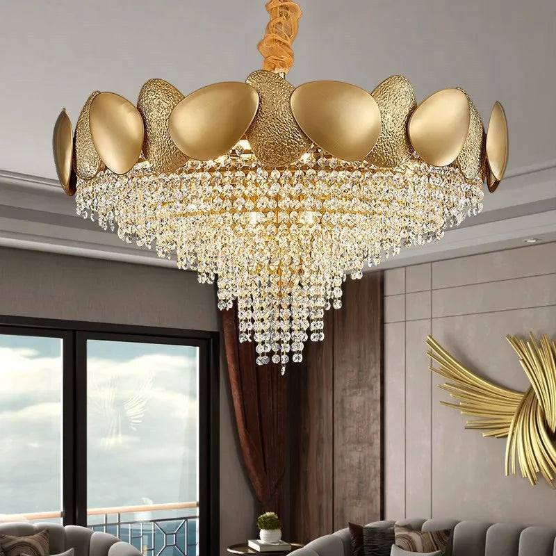 Contemporary K9 Crystal Chandelier Luxury Creative Waterdrop Designer Lamp Living Room Bedroom Pendant Light