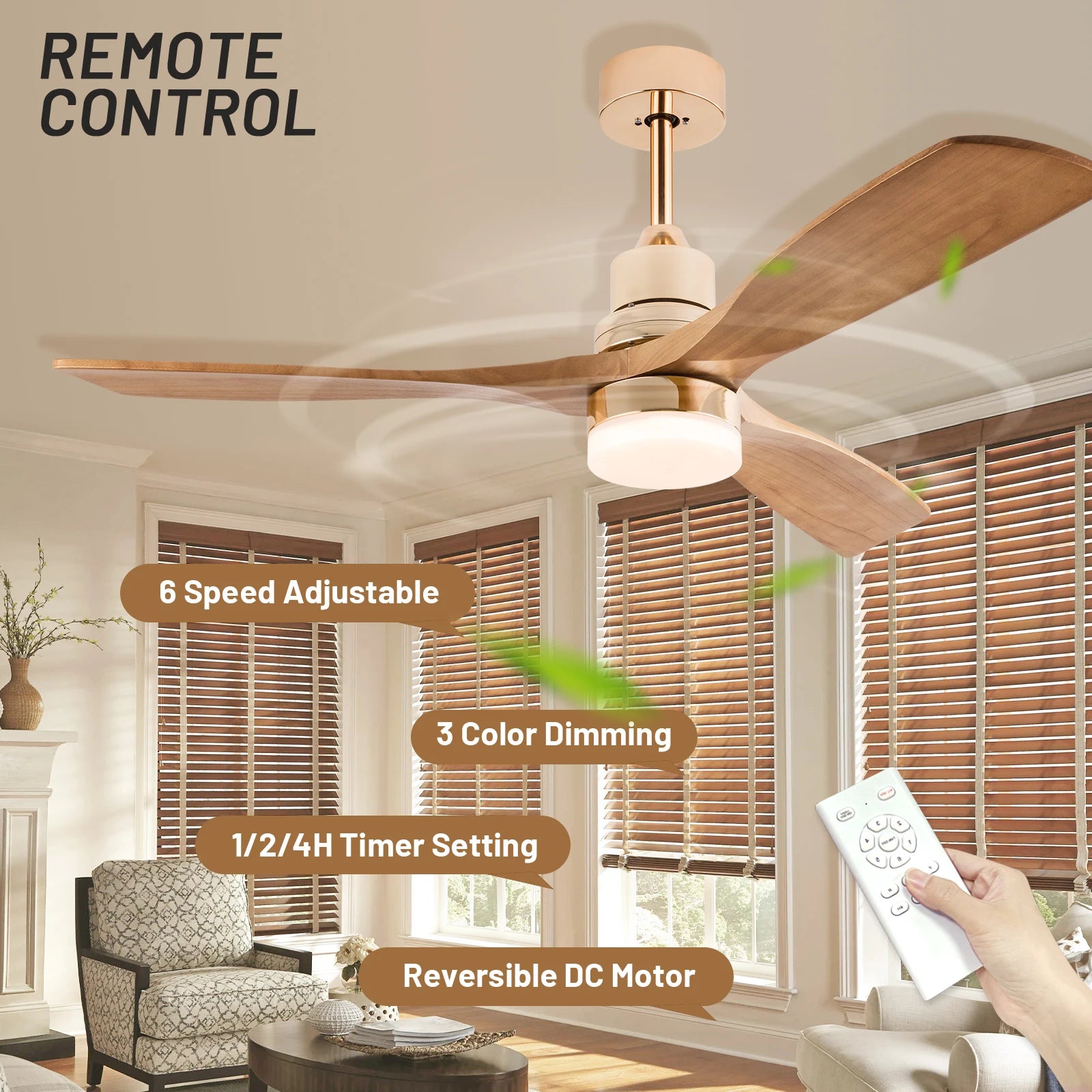 Modern LED Light Ceiling Fan With Remote Control