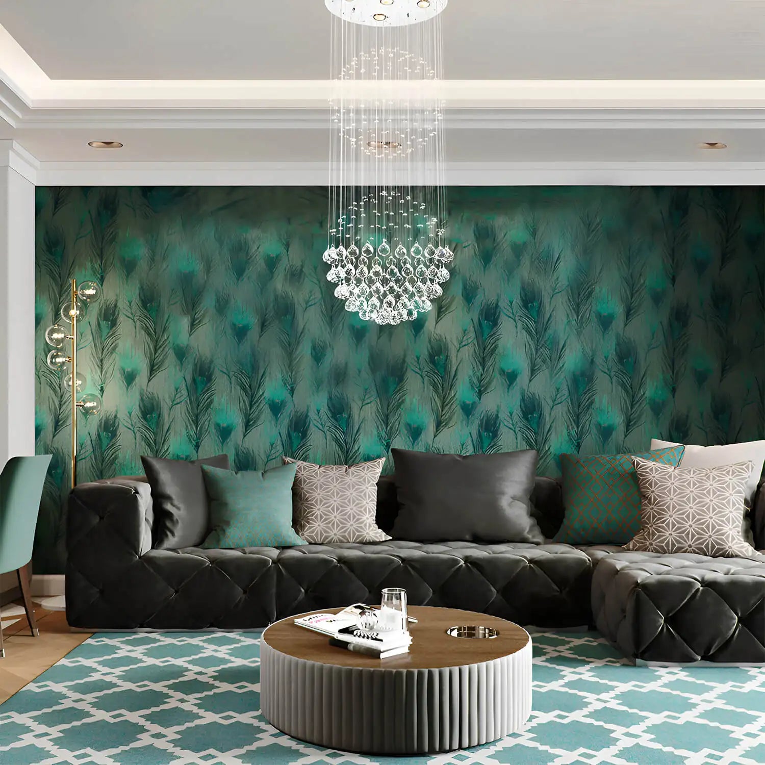 Double Sphere Raindrop Crystal Chandelier Modern Long Stair Chandelier
