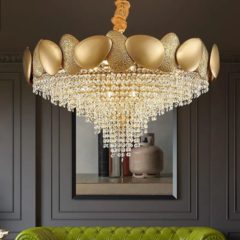 Contemporary K9 Crystal Chandelier Luxury Creative Waterdrop Designer Lamp Living Room Bedroom Pendant Light