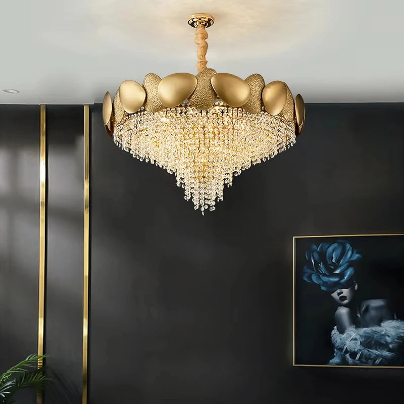 Contemporary K9 Crystal Chandelier Luxury Creative Waterdrop Designer Lamp Living Room Bedroom Pendant Light