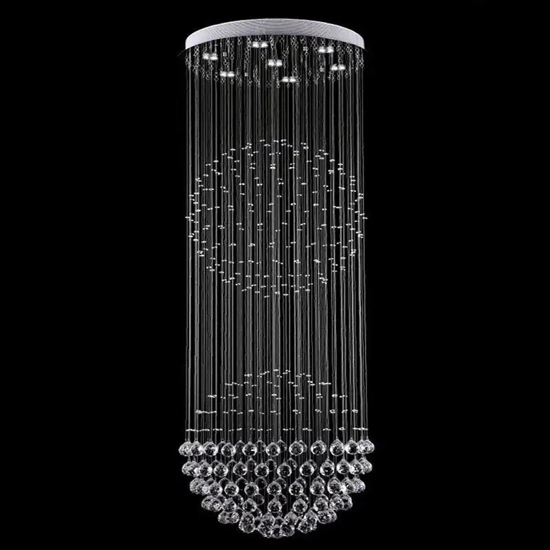 Double Sphere Raindrop Crystal Chandelier Modern Long Stair Chandelier