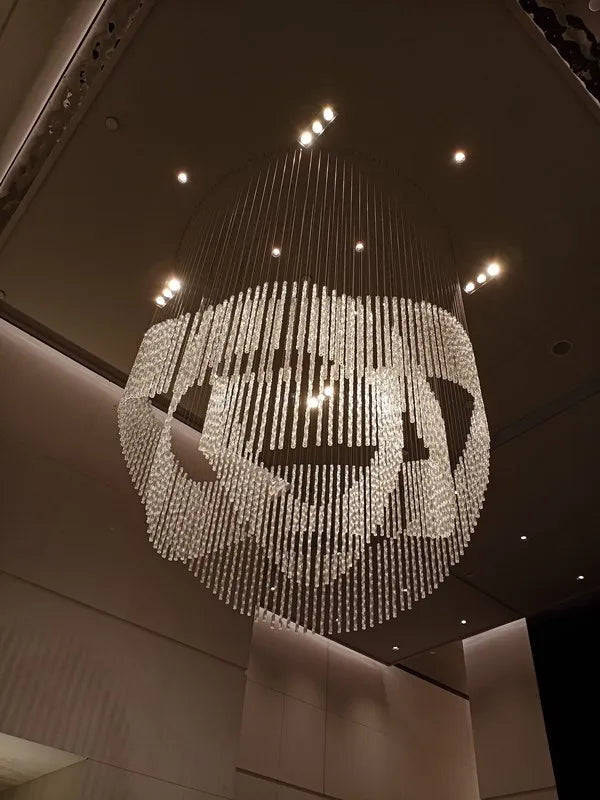 Large Custom Bohemia Glass Raindrop Chandelier for Wedding Art Decoration Unique Design for Hotel Use