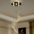 Raindrop Spiral Long Staircase Pendant Light Luxury Crystal Chandelier Decoration Drop Light