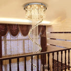 Hanging Lighting Waterdrop Hotel Chandelier Luxury Multi - Layered Drooping Crystal Strung Graceful Grand Pendant