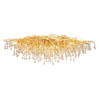 Rain Drop Decoration Pendant Light Gold Aluminum Branch Decorative Living Room Dining Room Led Ceiling Crystal Chandelier