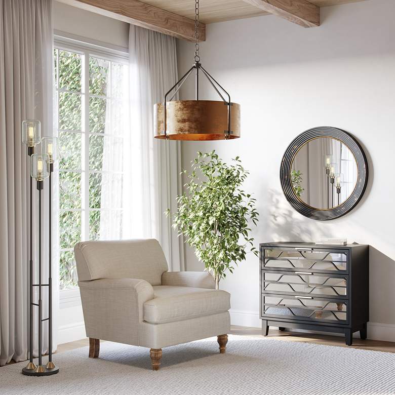 Possini Euro Julian Rustic Bronze Drum  Farmhouse Chandelier – 22"