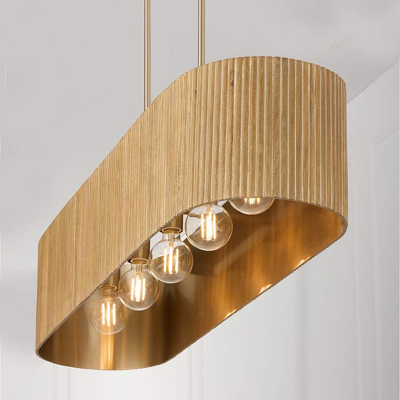 Donovan Farmhouse Chandelier – 5-Light, 44.25" White Wash & Matte Black Finish